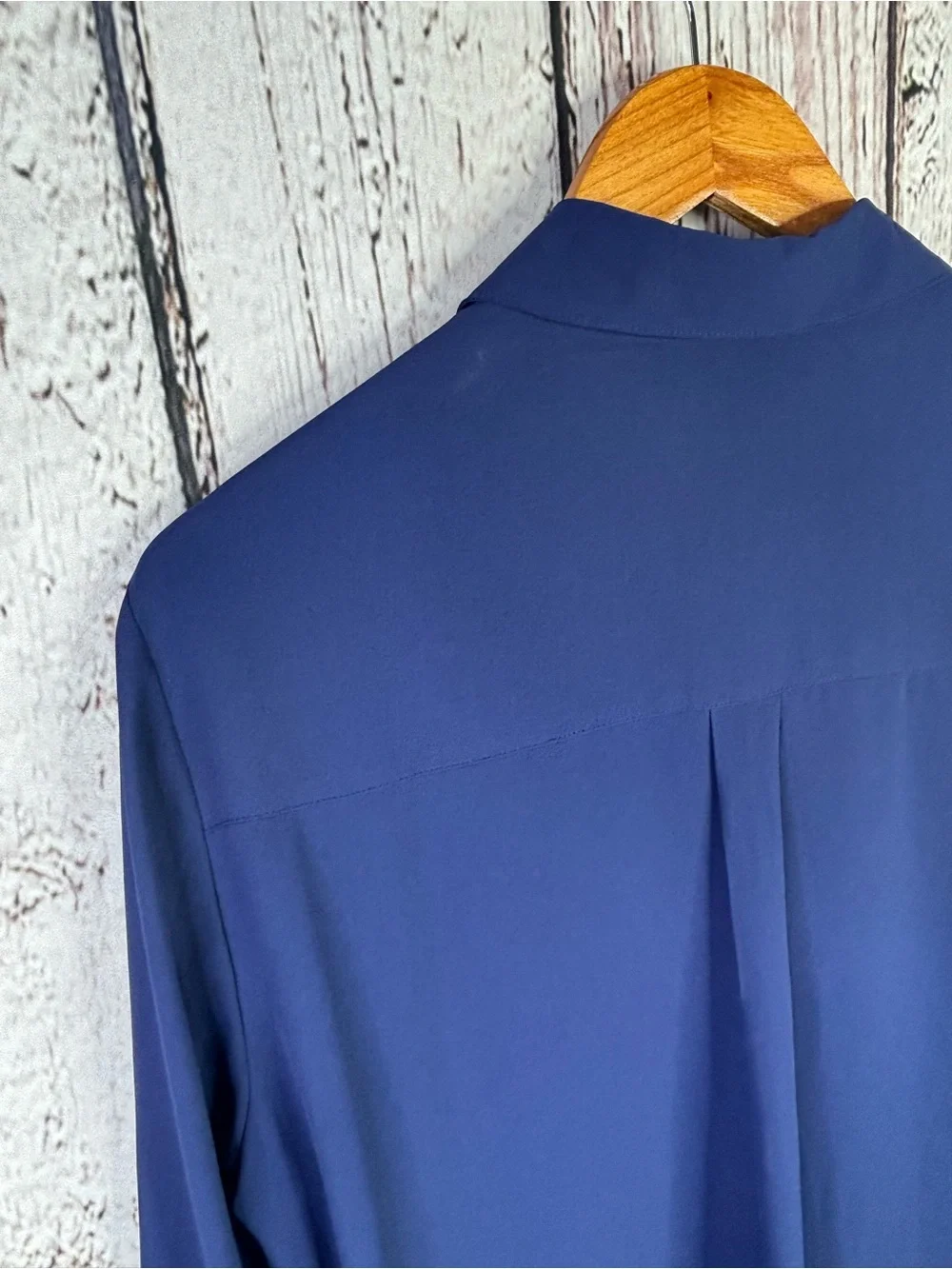 Express Portofino Shirt Size Large Navy Blue Button Down Roll Tab Sleeves Blouse